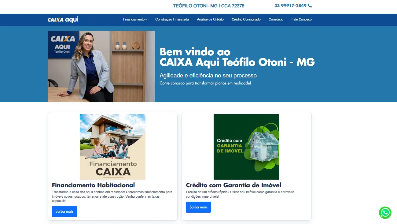 Site entregue para CAIXA Aqui Teófilo Otoni