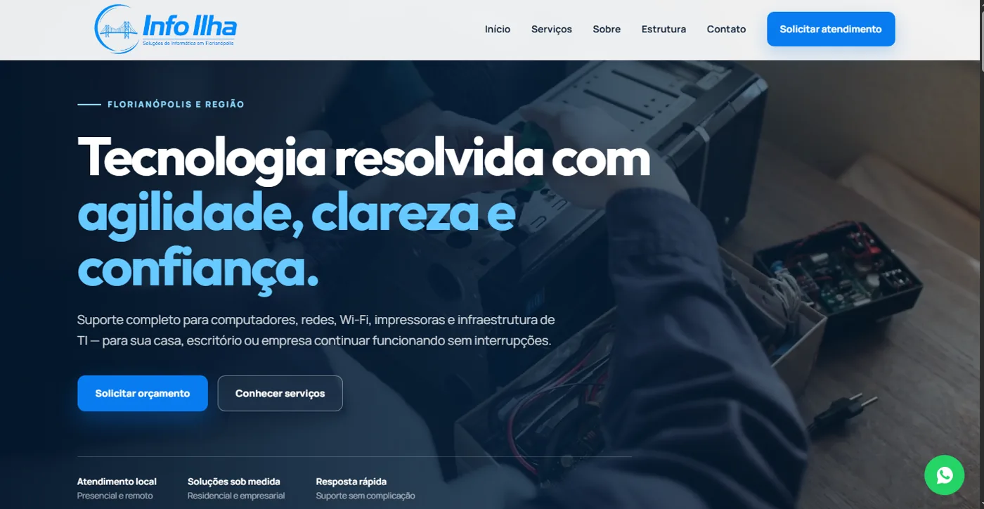 Site entregue para Info Ilha