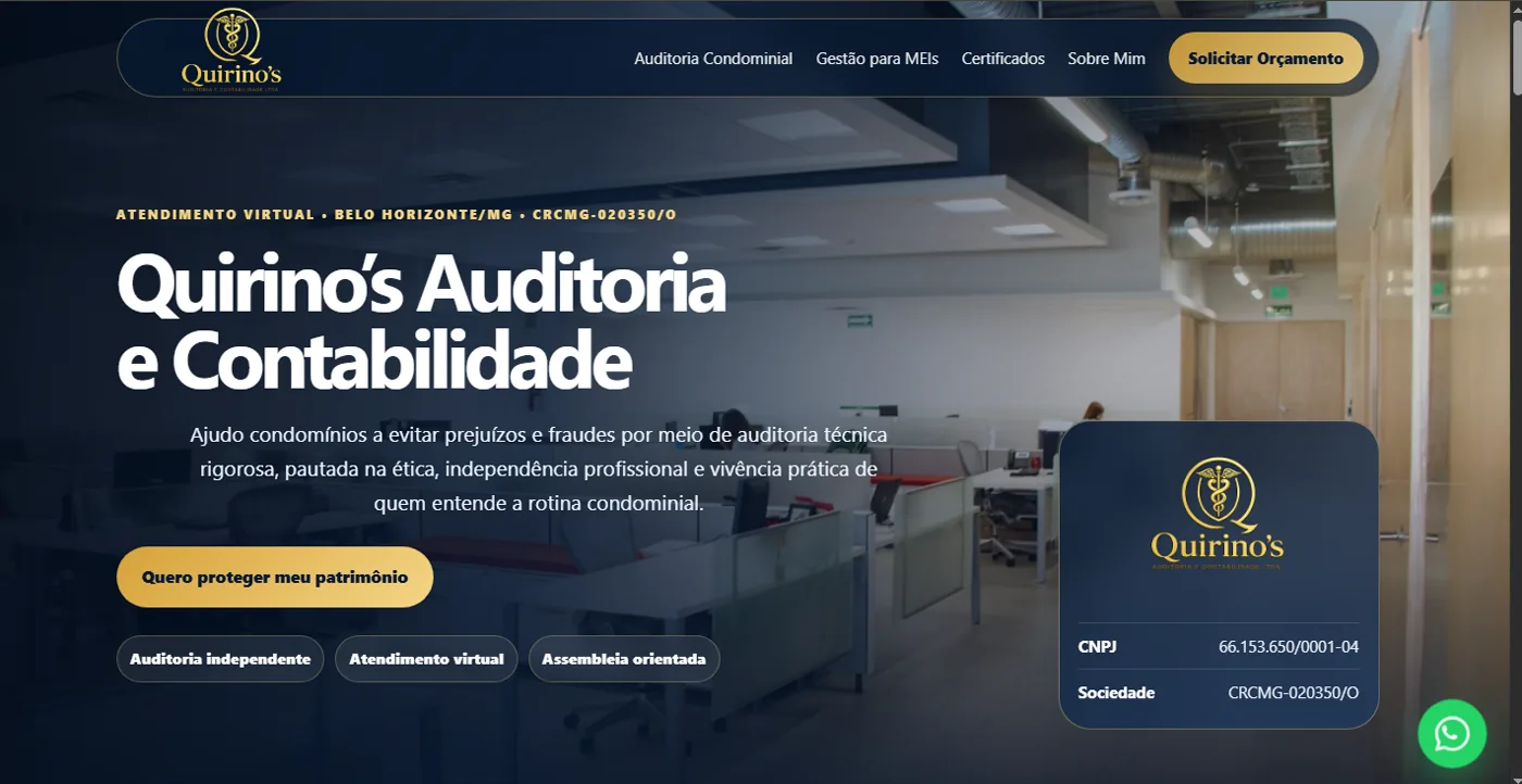 Site entregue para Quirino's Contabilidade