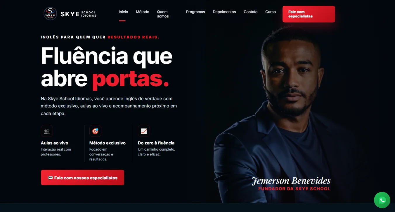 Site entregue para Skye School Idiomas