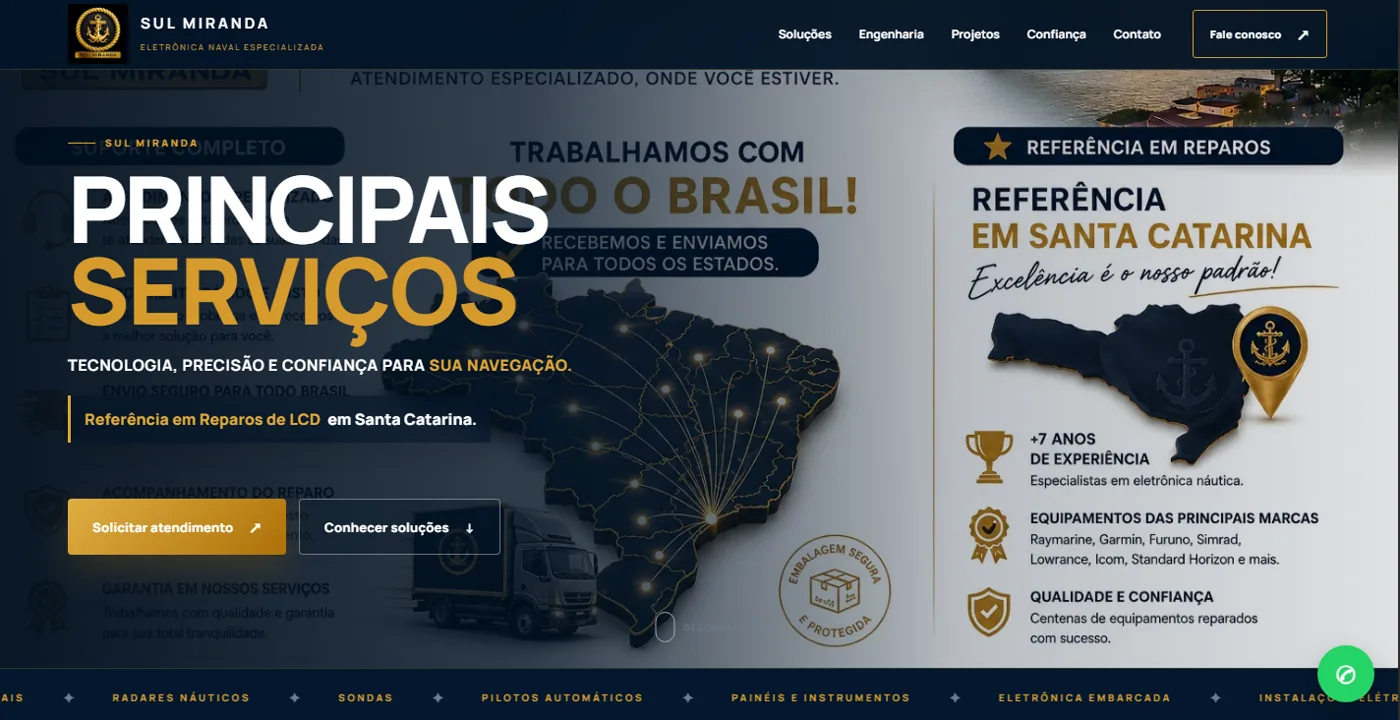 Site entregue para Sul Miranda